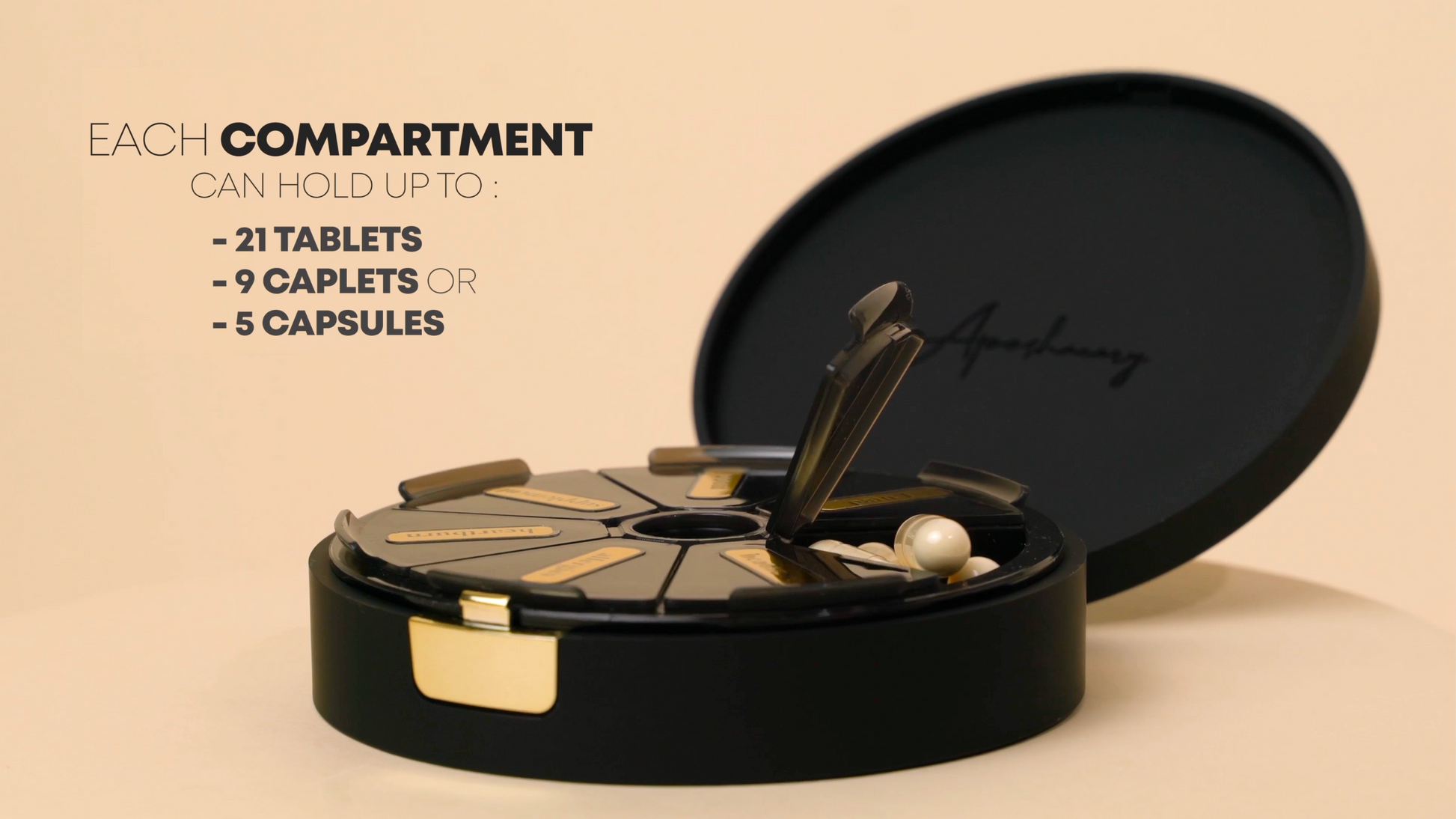 travel pill organizer with labels